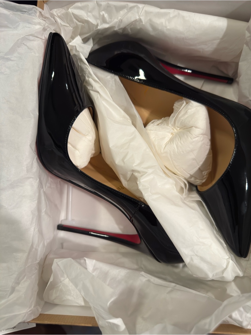 Christian Louboutin Black Patent Pointed-Toe Stilettos with Red Soles So Kate